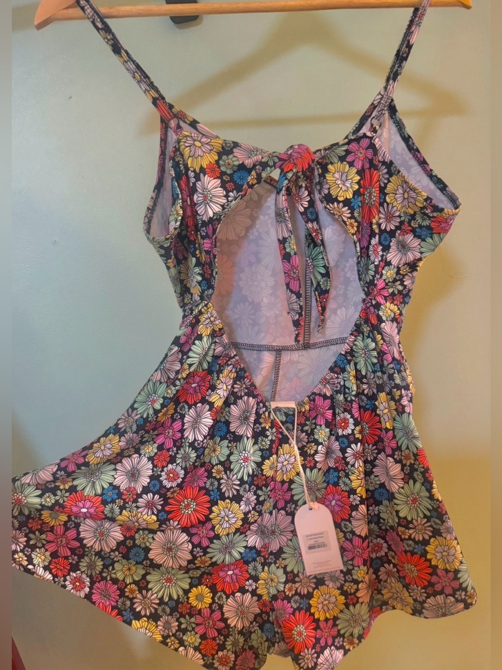 Girls Floral Tie-Back Summer Dress - Black Multi